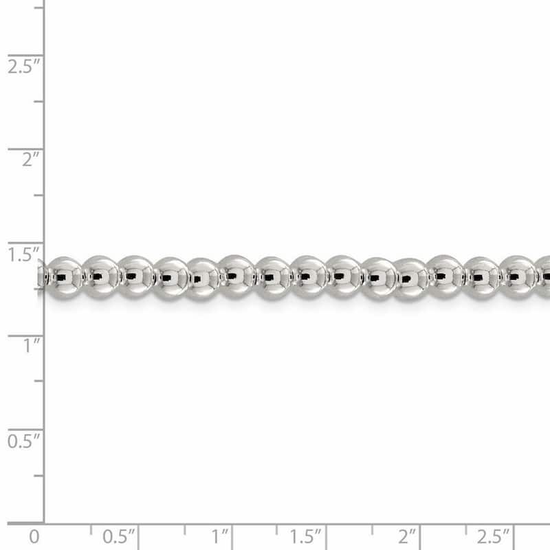 Curata 925 Sterling Silver 6.1mm Polished Bead Chain Necklace (Lobster)