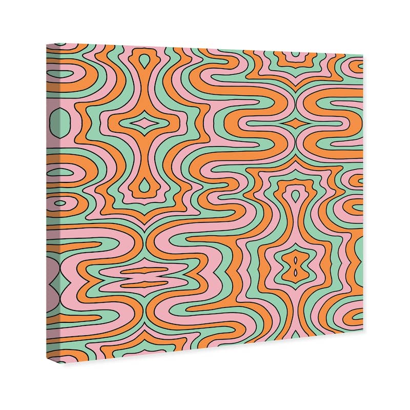 Wynwood Studio Canvas Abstract Polarizado Pattern Orange and Mint Green Modern & Contemporary Wall Art Canvas Print