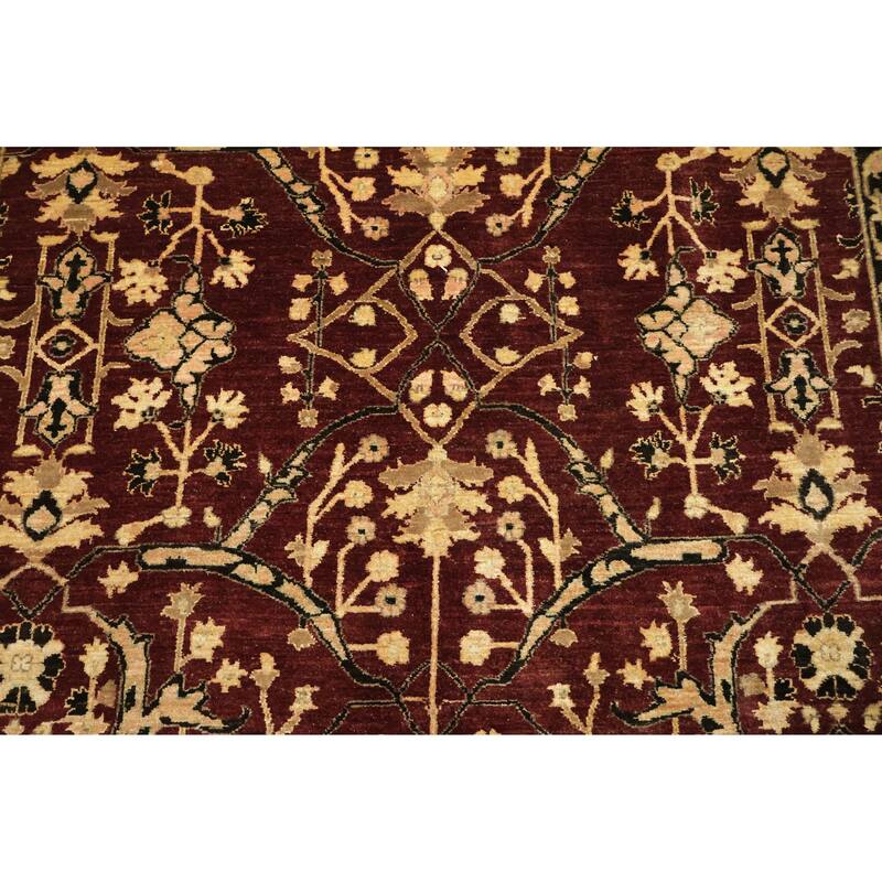 Hand Knotted Oriental 100% Wool Carpet Traditional All-Over Red Ziegler Area Rug - 9' 7'' X 7' 10''