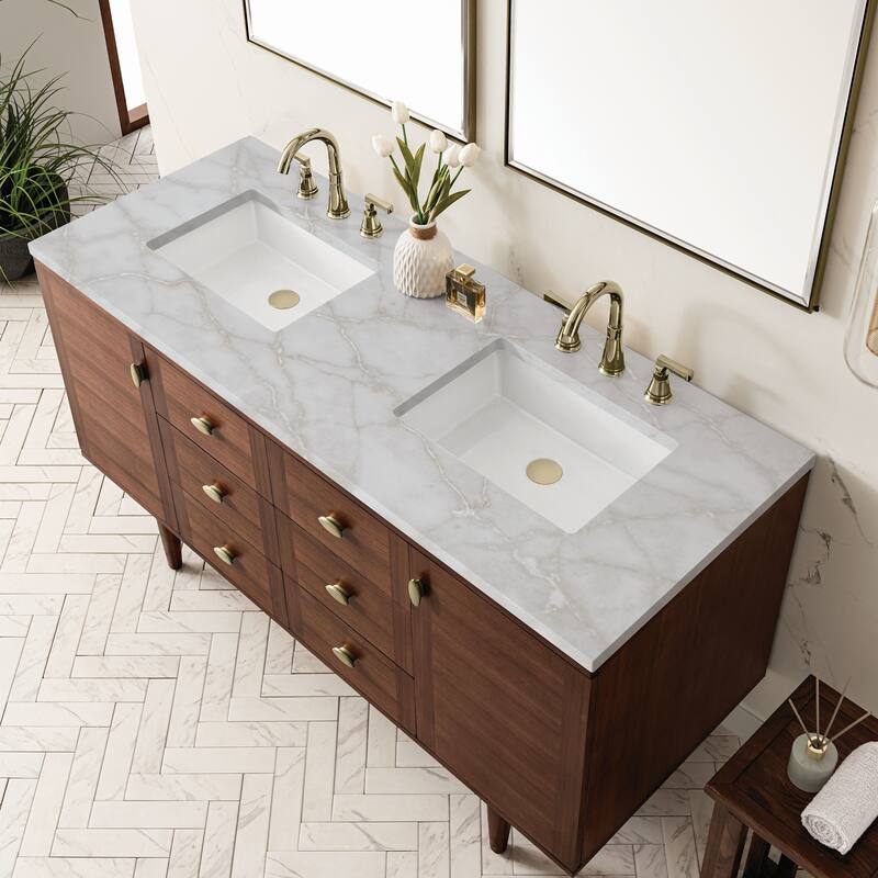 James Martin Vanities 670-V60D-FVSL Amberly 60" Wall Mounted or Free