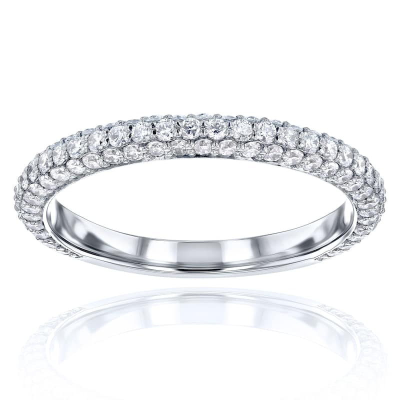 Kobelli 0.8 Carats Lab Grown Diamond Solid 14k Gold Near Eternity Micro Pave Beverly Ring - White - 5.5