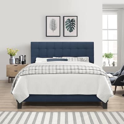 Porch & Den Nocona Blue Velvet Upholstered Bed