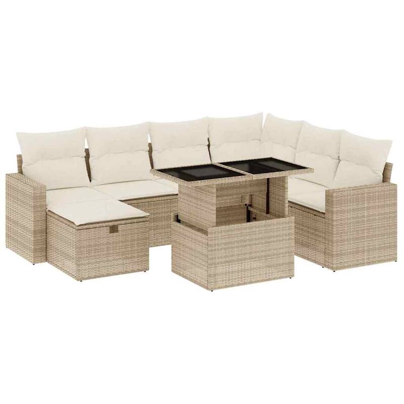 vidaXL Patio Sofa Set with Cushions Outdoor Furniture 8 Piece Poly Rattan