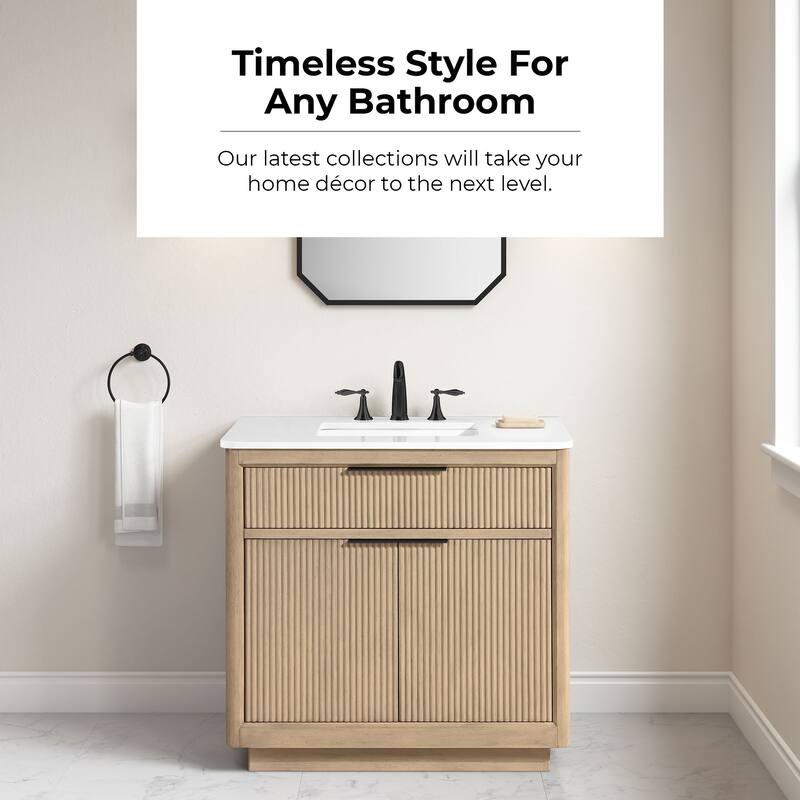 OVE Xander Bathroom Vanity with White Engineered Stone Top