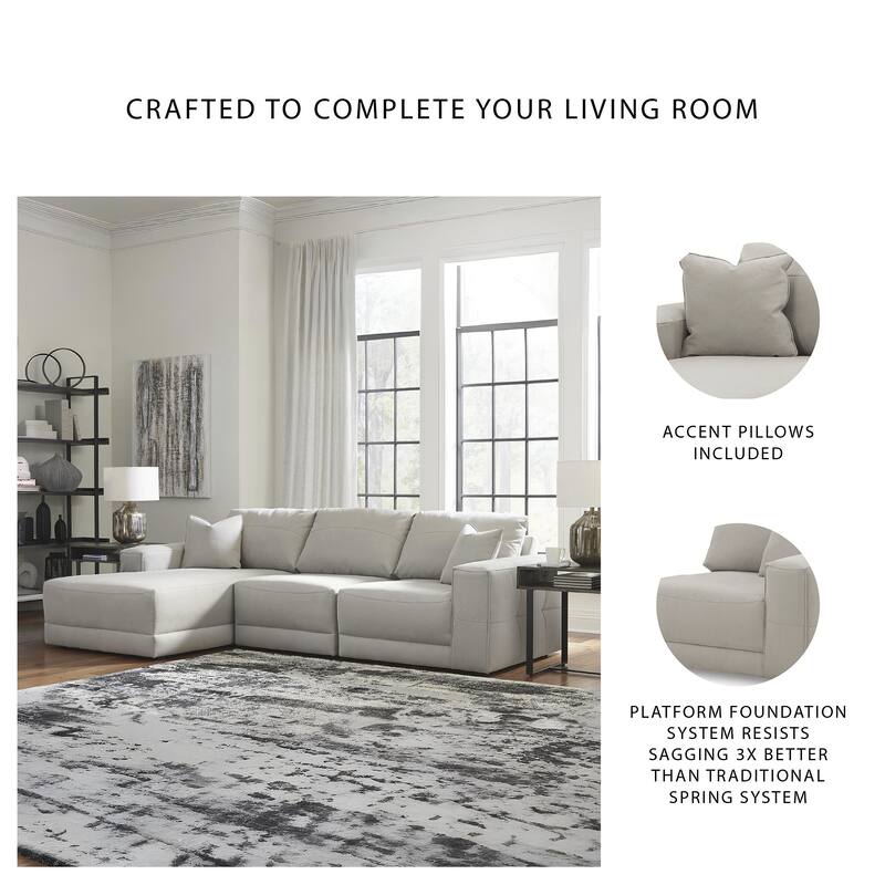 Signature Design by Ashley Next-Gen Gaucho Light Gray 3-Piece Sectional Sofa with Chaise - 113" W x 68" D x 36" H
