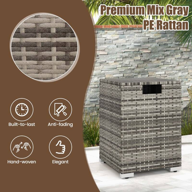 Costway 16" Rattan Propane Tank Cover Hideaway Side Table 20 lbs - See Details