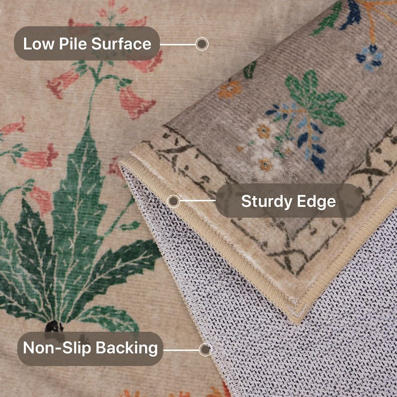 Mcow Woodland Friends Animal Print Low-Pile Machine-Washable Area Rug