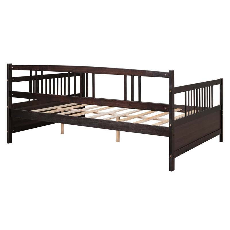 Espresso Full Size Classic Solid Wood Daybed: Sturdy Frame, Storage ...