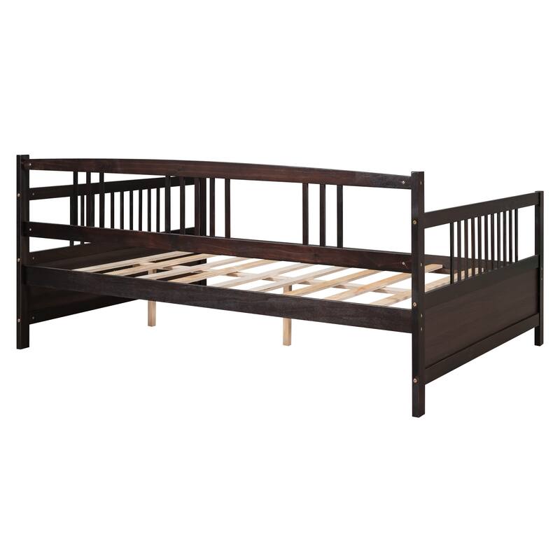Espresso Modern Solid Wood Daybed, Sofa Bed, Wood Frame Multifunctional, Full Size