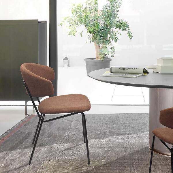 Eartha Modern Dining Chair Upholstered Seat Matte Black Metal Legs For Kithchen Living Room And Dining Room Set Of 2 Overstock 31946071