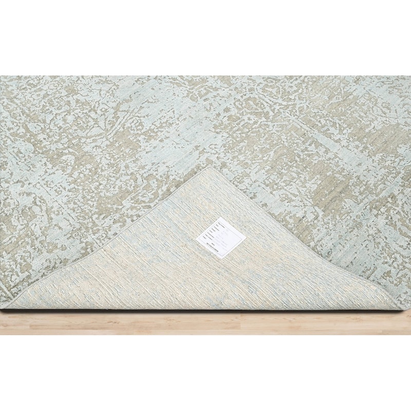 Hand Knotted 100% Wool Transitional Oriental Area Rug Light Blue - 8' x 9' 11''