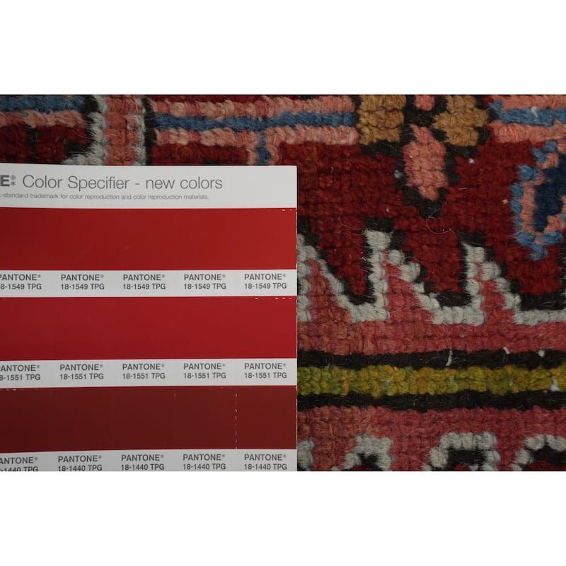Hand Knotted Oriental 100% Wool Carpet Traditional Floral Red Heriz (serapi) Area Rug - 10' 5'' X 7' 2''