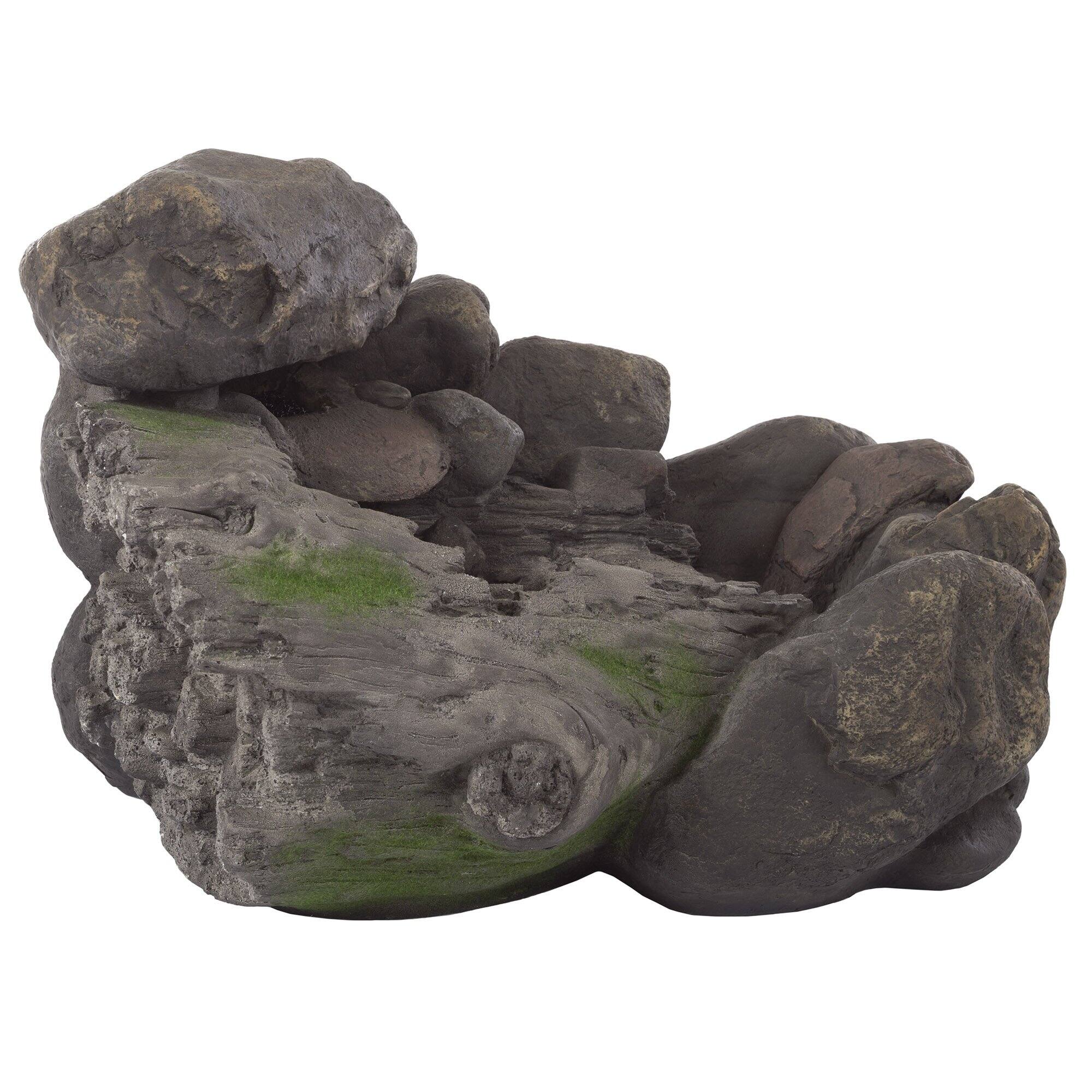 Outdoor Water Fountain With Stone Waterfall, Natural Looking Rock and ...