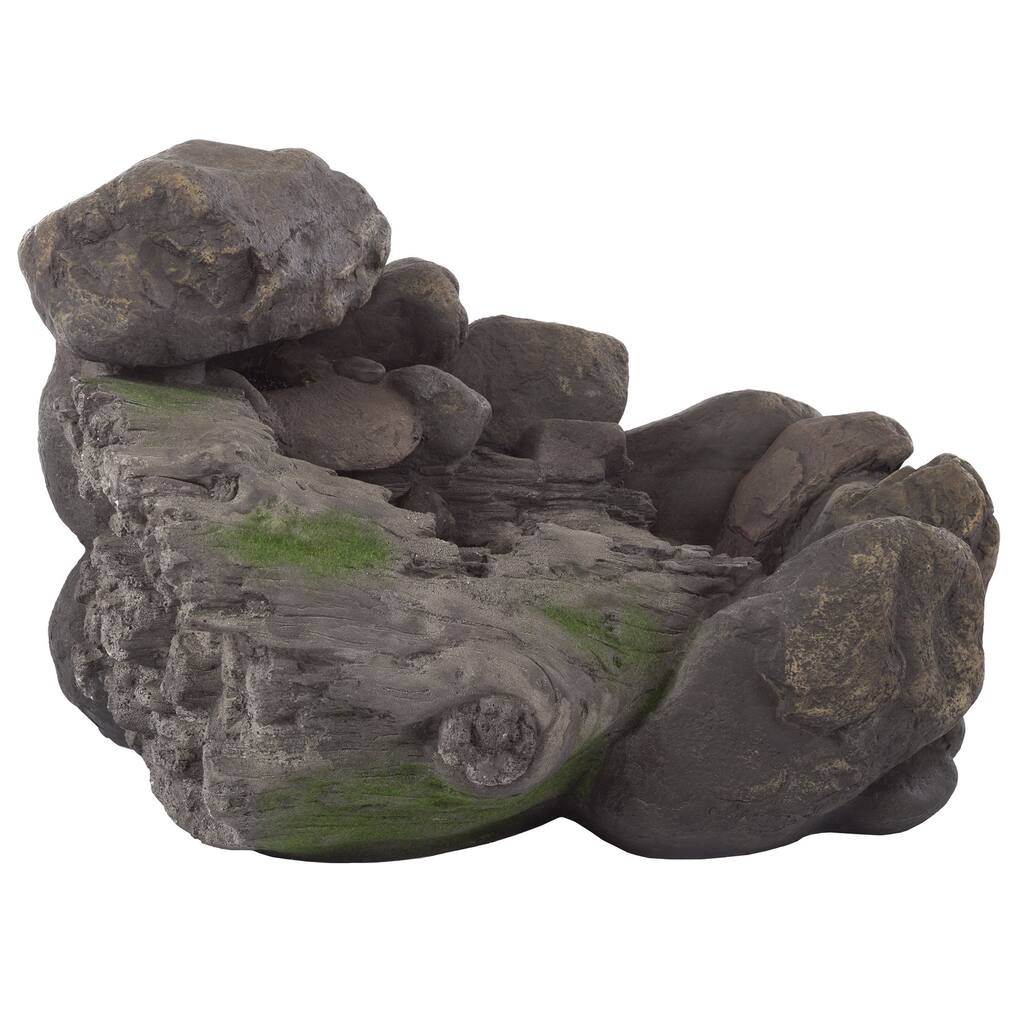 Outdoor Water Fountain With Stone Waterfall, Natural Looking Rock and Soothing Sound for Decor on Patio, Lawn and Garden By