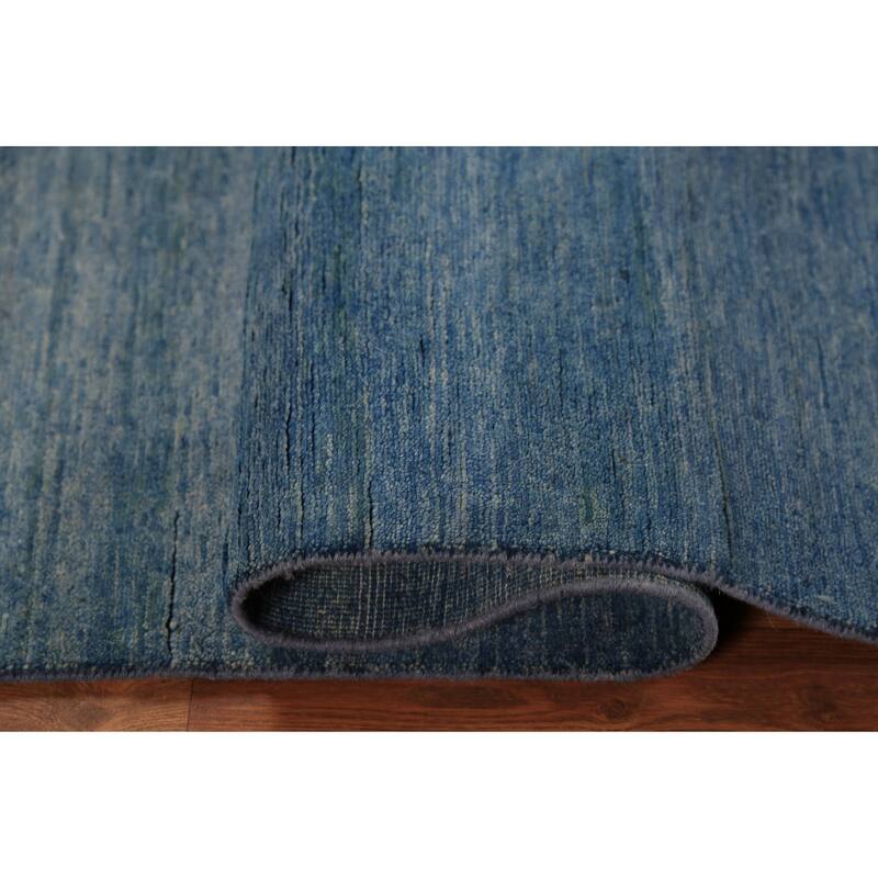 Blue Modern Gabbeh Oriental Rug Handmade Wool Carpet - 4'9" x 6'8"