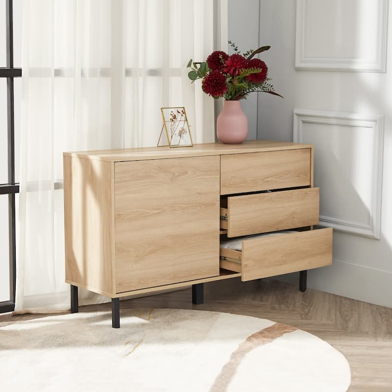 Teamson Home Cairo 3 Drawer Sideboard, Oak - 47.5"L x 15.75"W x 29.75"H
