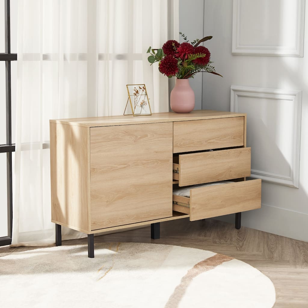 Teamson Home Cairo 3 Drawer Sideboard, Oak - 47.5"L x 15.75"W x 29.75"H