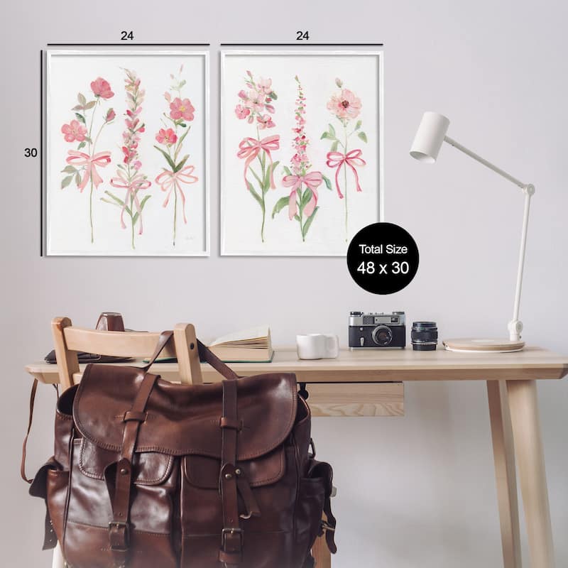 Stupell Soft Fresh Pastel Sprigs Framed Giclee Art Design By Sally Swatland (Set of 2)