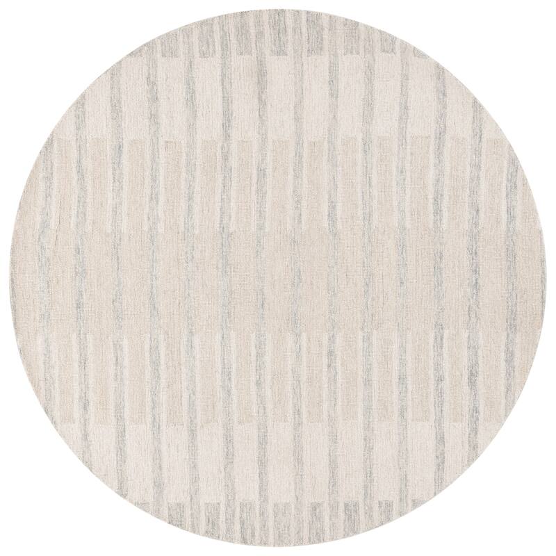 SAFAVIEH Handmade Ebony Fethiye Modern & Contemporary Wool Rug - 6' Round - Beige/Grey