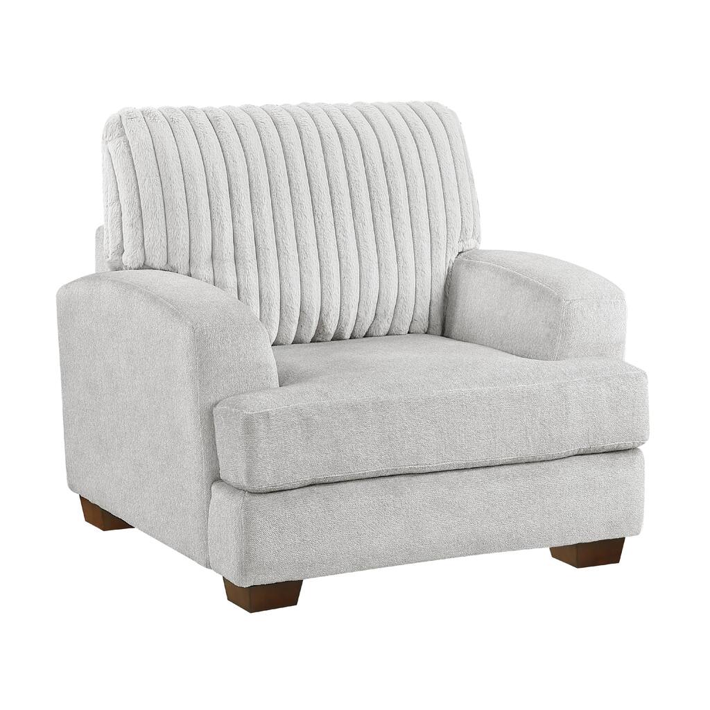 Witz Accent Armchair, Ribbed Texture Light Gray Corduroy Back