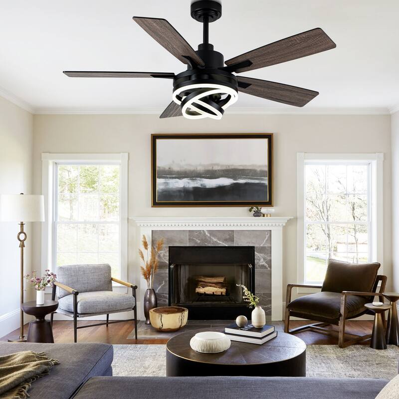 Oaks Aura 52in. DIY Shade Modern Reversible Ceiling Fan with Light, 6-Speed Silent Motor Ceiling Fan with Remote for Large Room