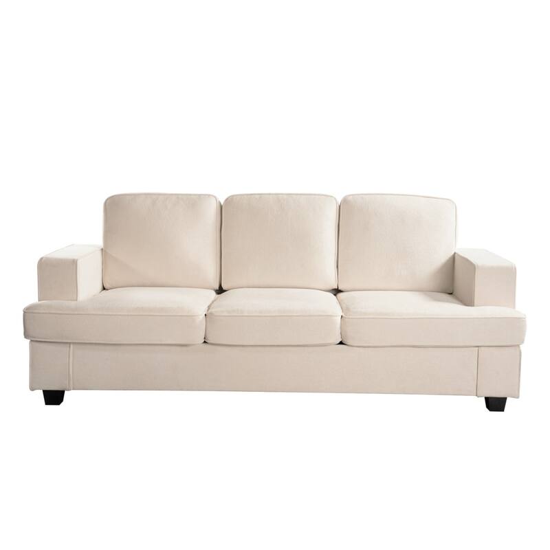 Modern Velvet Sofa, Comfortable 3 Seater Couch With Deep Seating And High-Density Foam, Loose Back Cushions