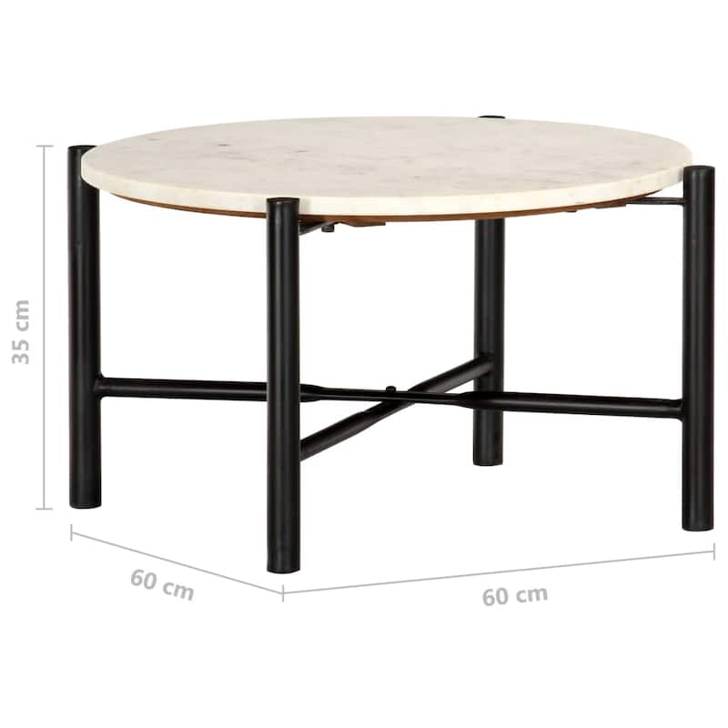vidaXL Coffee Table Real Stone with Marble Texture Table Furniture Green/White - 23.6"x23.6"x13.8"