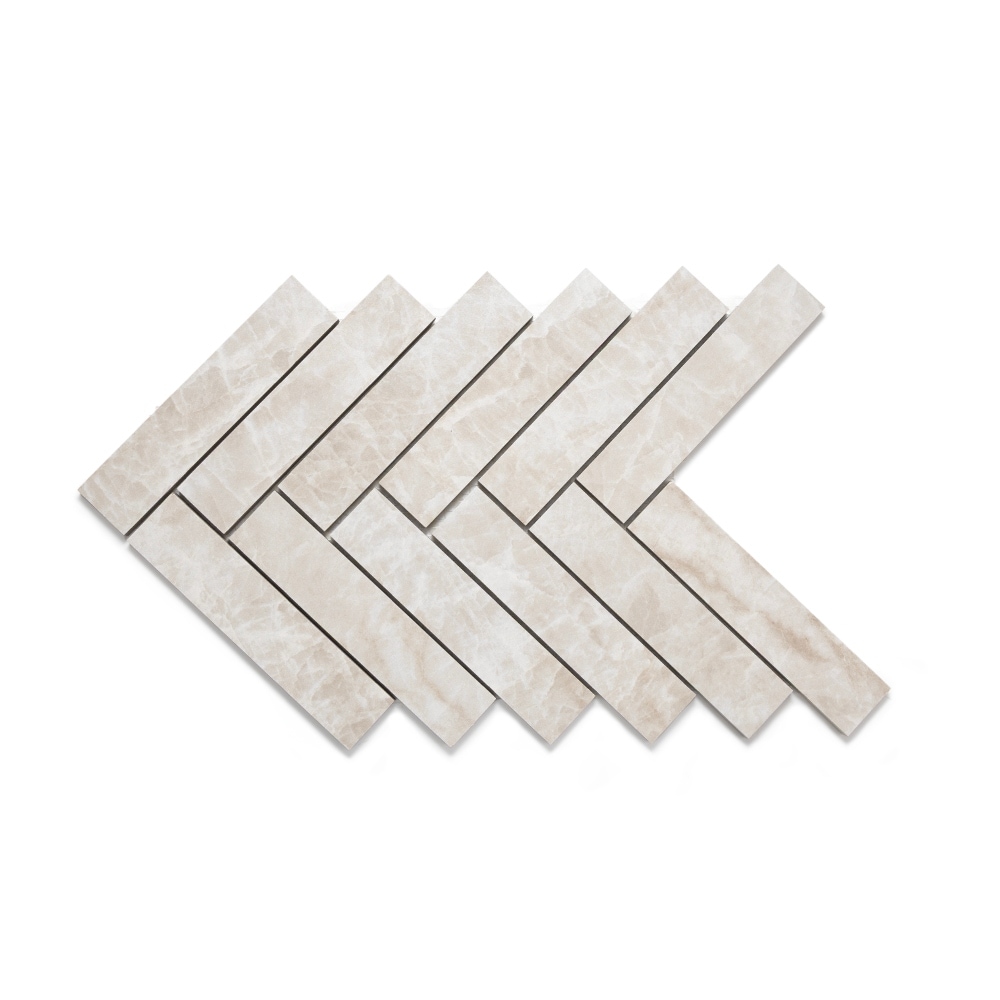 The Tile Life Galleria Taj Mahal 1x6 Porcelain Herringbone Mosaic Tile