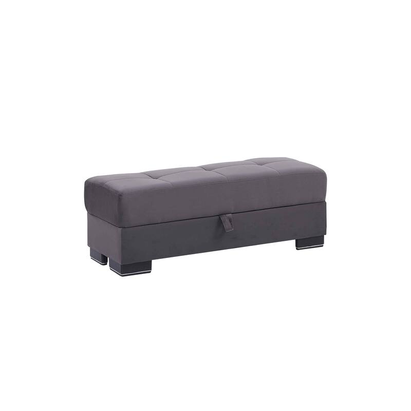 HomeRoots 50" Gray and Brown Microfiber Storage Ottoman