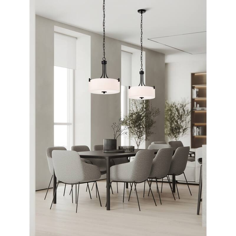 Liam 3 Light Pendant Matte Black White Opal Glass - Matte Black