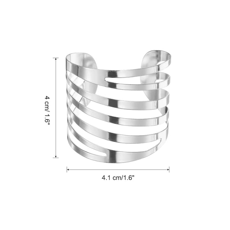 Napkin Rings Metal Diagonal Wavy Shape Napkin Holder for Dinner - Silver - 6pcs