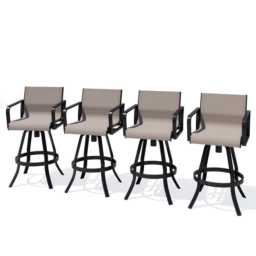 Outdoor Patio Aluminum Barstools Bar Height Bar Stools Swivel Bar Chairs Set of 2/4