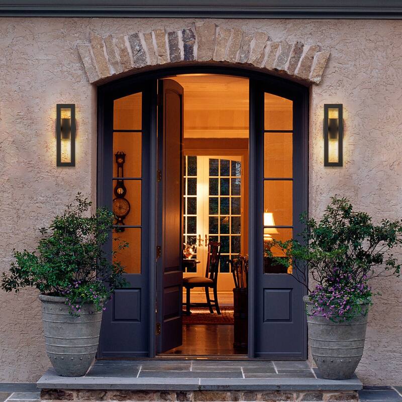 2-Pack Matte Black Iron Integrated LED Outdoor/Indoor Wall Sconce