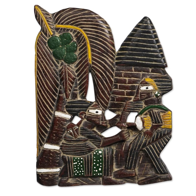 Novica Handmade Afashe Wood Relief Panel