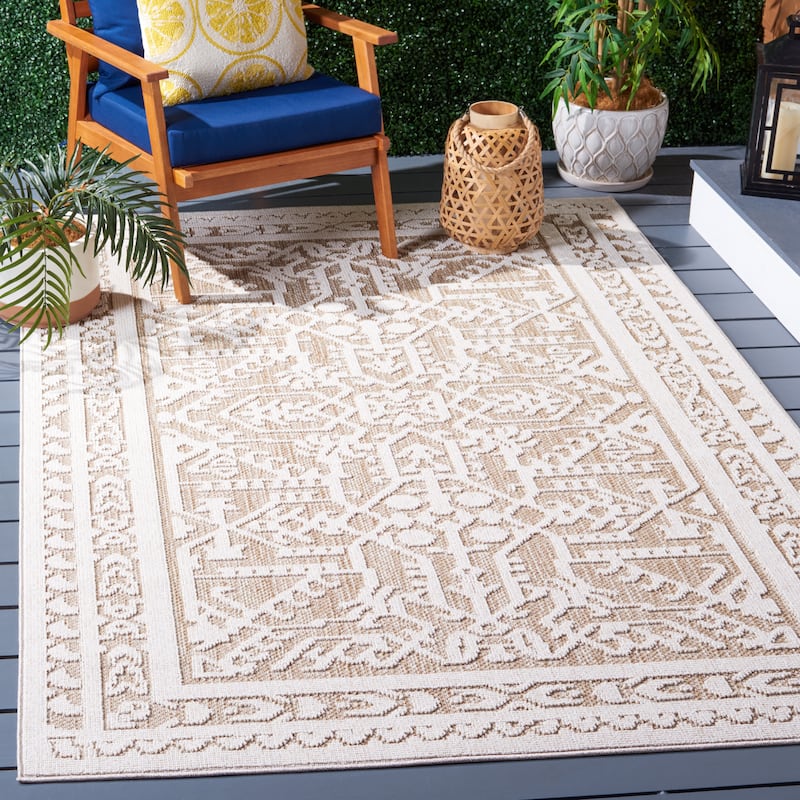 SAFAVIEH Global Orianne Indoor/ Outdoor Rug - 9' x 12' - Beige/Light Beige