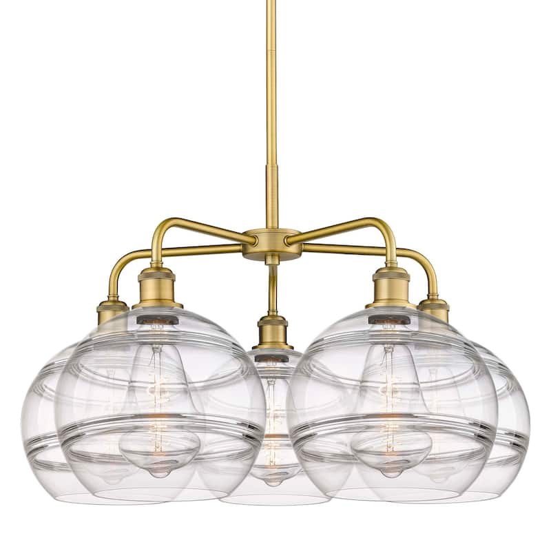 Innovations Lighting 516-5CR-18-28 Rochester Chandelier Rochester 5 - Brushed Brass / Clear