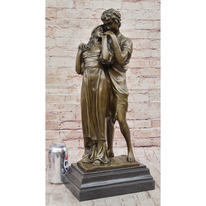 Romantic Classical Lovers Bronze Sculpture Of Young Man And Woman Embracing