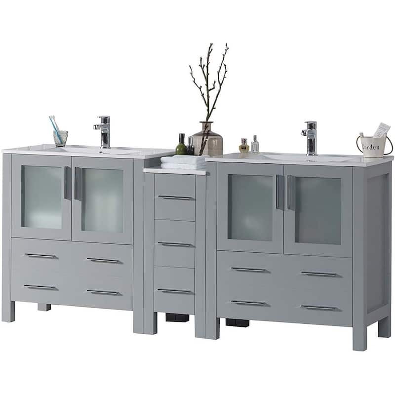 Blossom Sydney 72" Solid Wood Double Sink Bathroom Vanity with Cabinet - Metal Grey