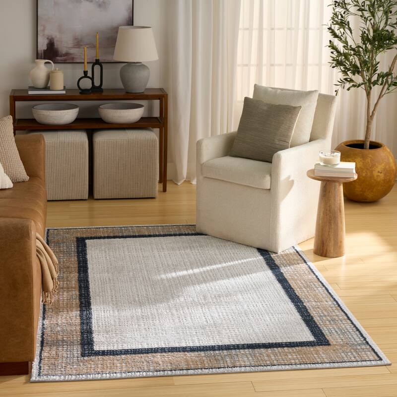 Nourison Dekor Indoor only Abstract Area Rug - Grey/Navy - 4' x 6'