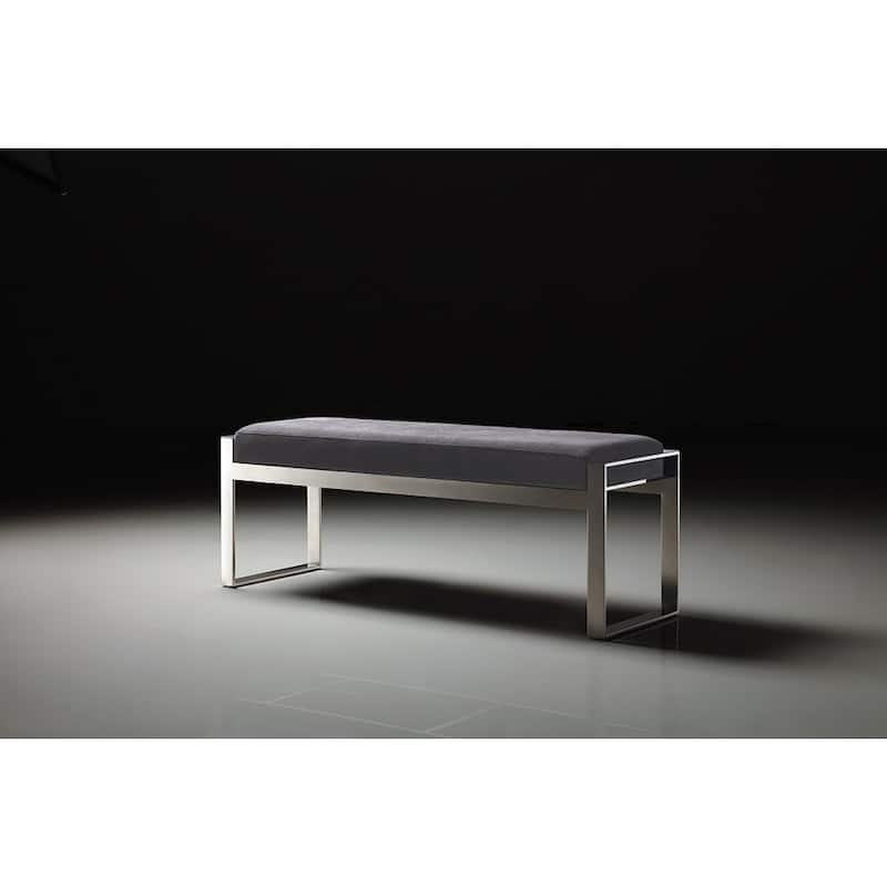 Pasargad Home Luxe Velvet with St. Steel Bench, Grey - W51.2"xD16"xH18.9"