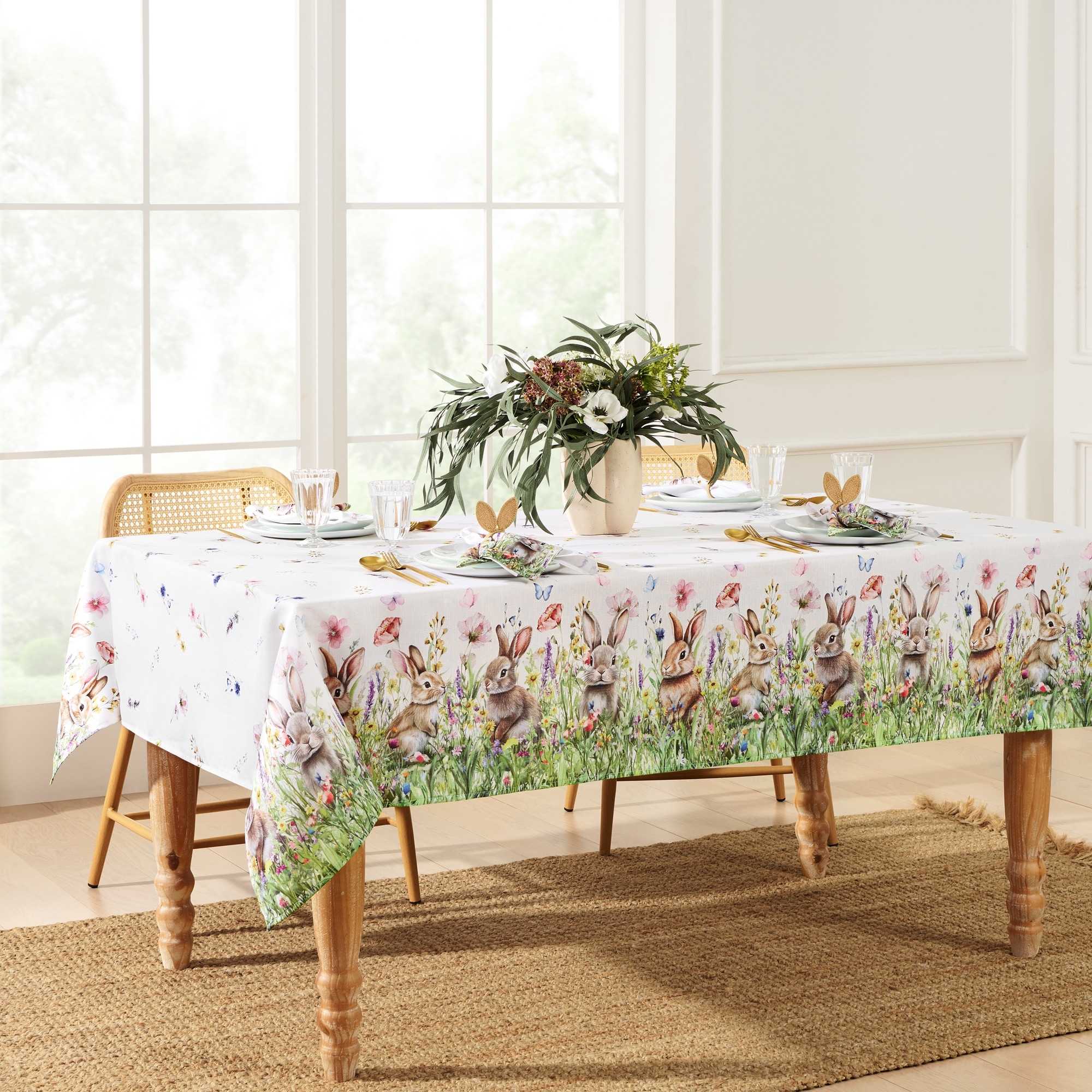 Bunny Blossom Easter Tablecloth