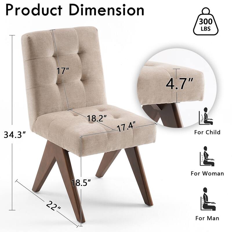 Mid Century Modern Dining Chair Set of 2