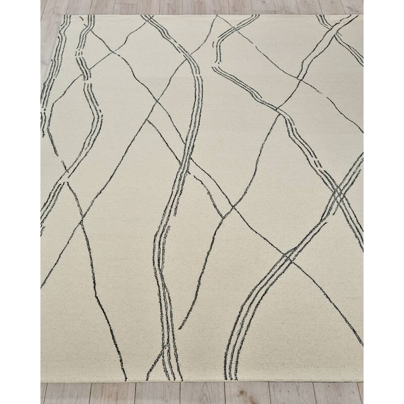 Exquisite Rugs Tangiers Handmade Hand-tufted New Zealand Wool on Canvas Ivory/Black Area Rug