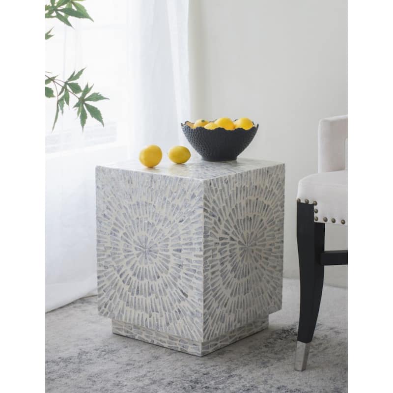 Square Starburst Capiz Inlay Accent Stool - 17.75"