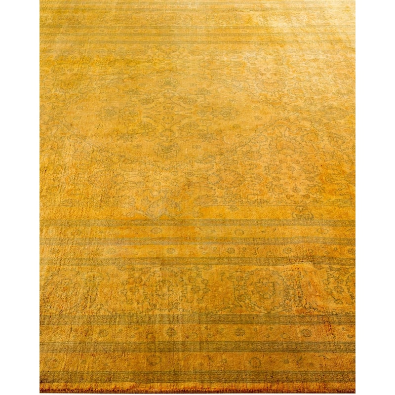 Overton Hand Knotted Wool Vintage Inspired Modern Contemporary Overdyed Gold Area Rug - 6' 2" x 9' 2"