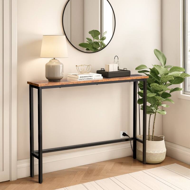 1 Piece Triamine + Iron 100 * 15 * 79cm with Power Strip Foyer Table