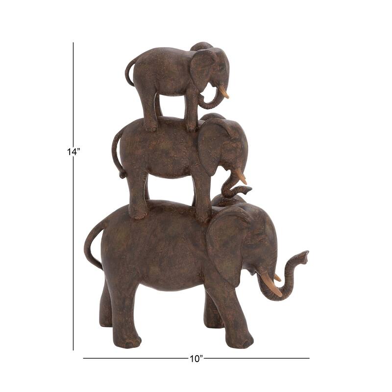 Polystone Elephant Decorative Sculpture - Brown - Roche River Decor
