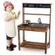 preview thumbnail 1 of 8, Gymax Kids Mud Kitchen Play Kitchen w/ Blackboard Stoves Removable Brown