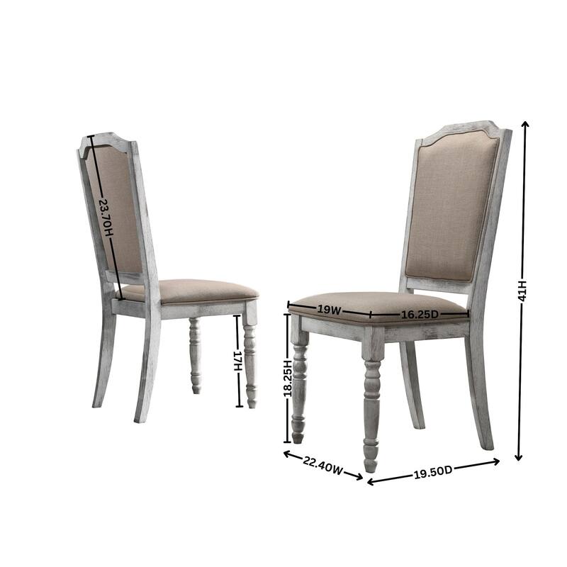 Weathered White Wood 5-Piece Dining Set for Kitchen