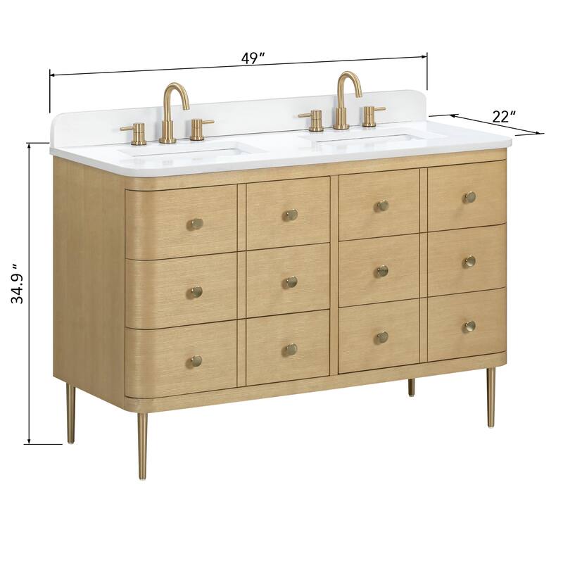 Serena Bathroom Vanity in Light Oak with White Engineered Stone Top